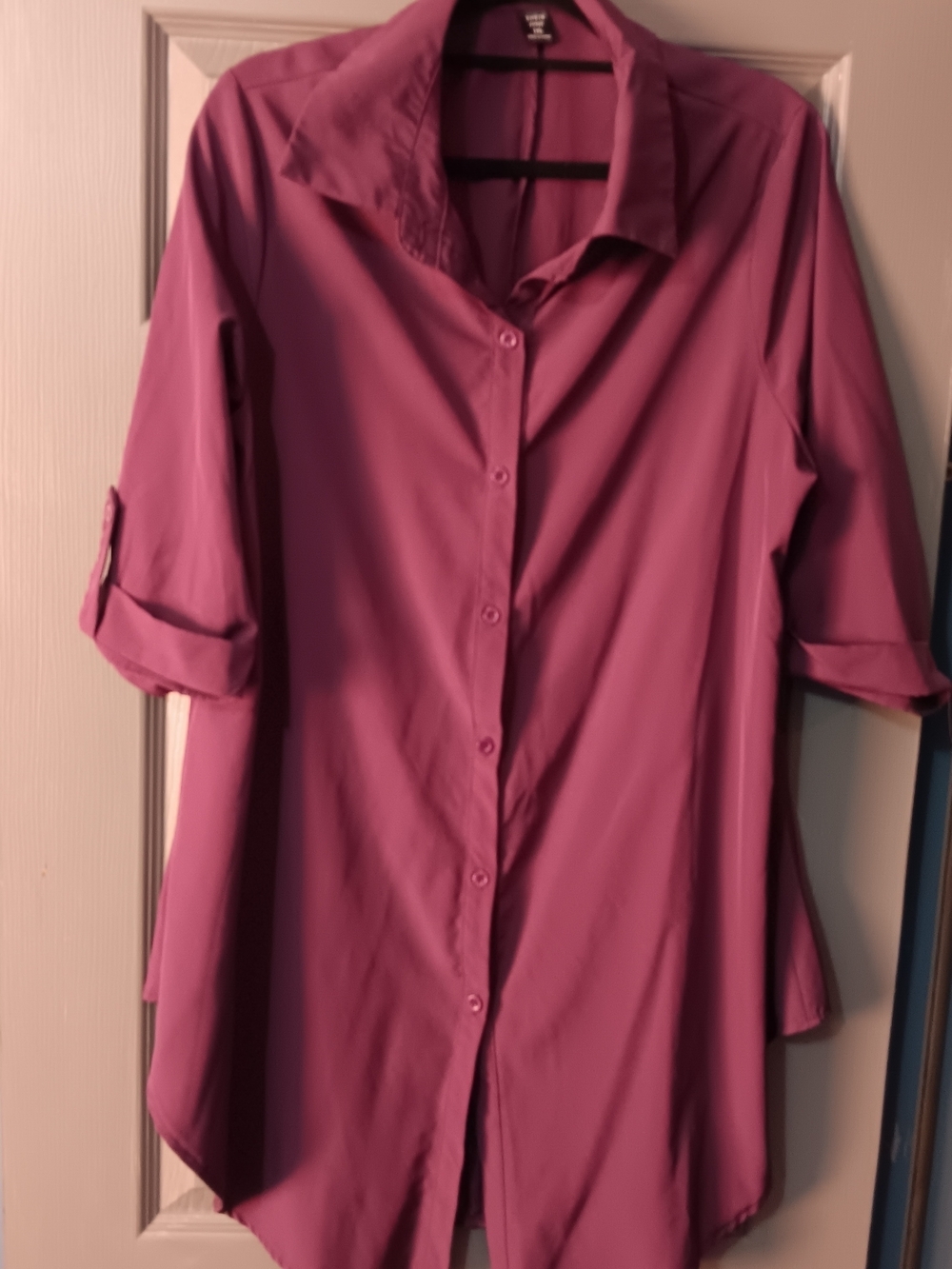 Women's Button-Front Tunic Shirt - Purple